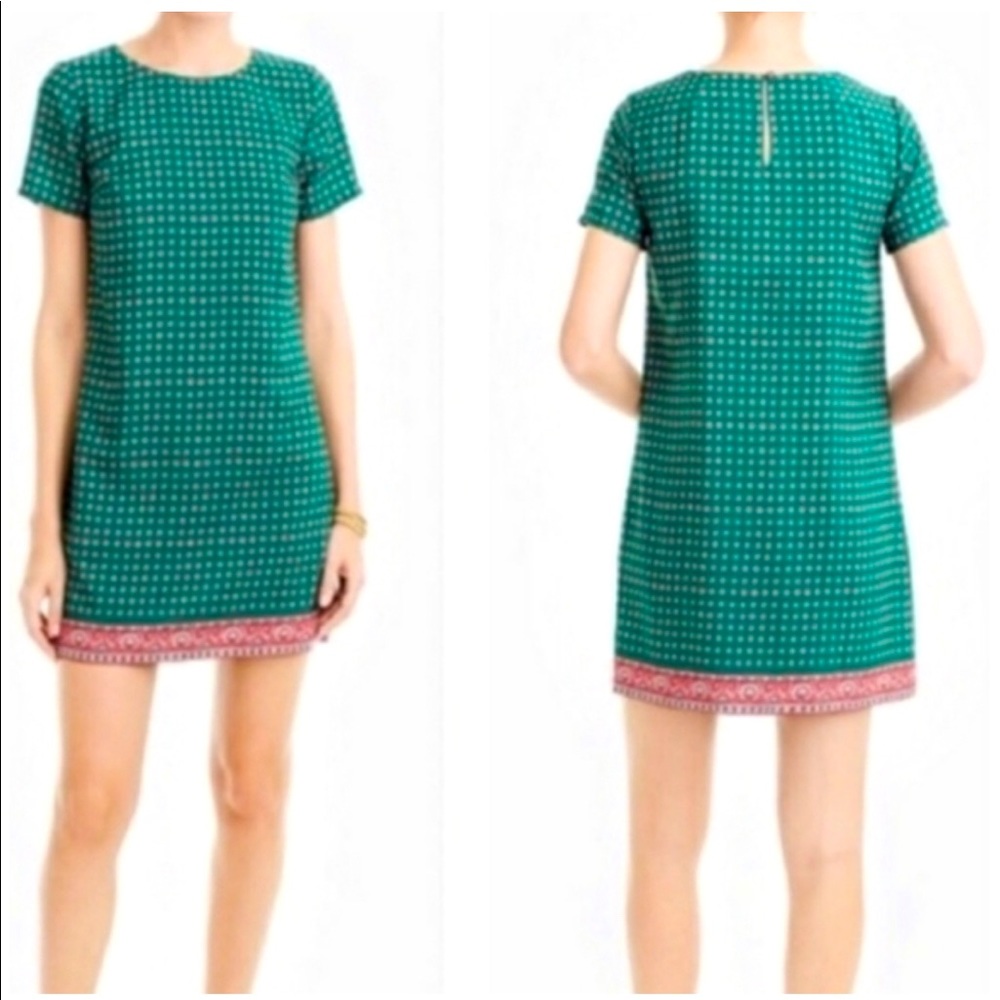 J. Crew Short Sleeve Printed Gallery Shift Dress, Size 8